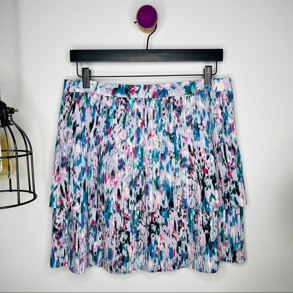 J. Crew Two-Tier Pleated Watercolor Floral Mini Skirt 10